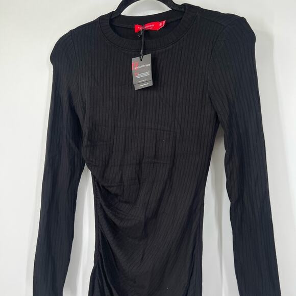 N:PHILANTHROPY Metal Ribbed Mini Dress in Black Cat NWT - Picture 3 of 7